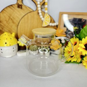 قوری پیرکس متوسط وارداتی | قوری شیشه‌ای مقاوم و شیک برای پذیرایی