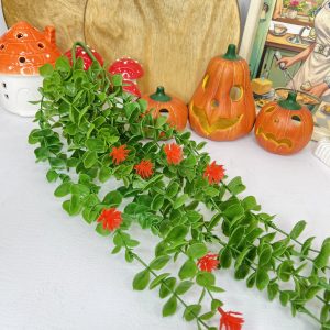 شمشاد گلدار نارنجی | شمشاد مصنوعی ۱۶ شاخه دکوری