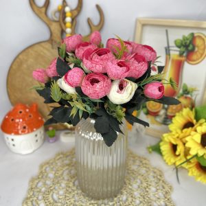 بوته گل پیونی کوچک؛ گل مصنوعی وارداتی در سه رنگ