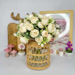 گلدان شیشه ای استوانه ای متوسط رافیا